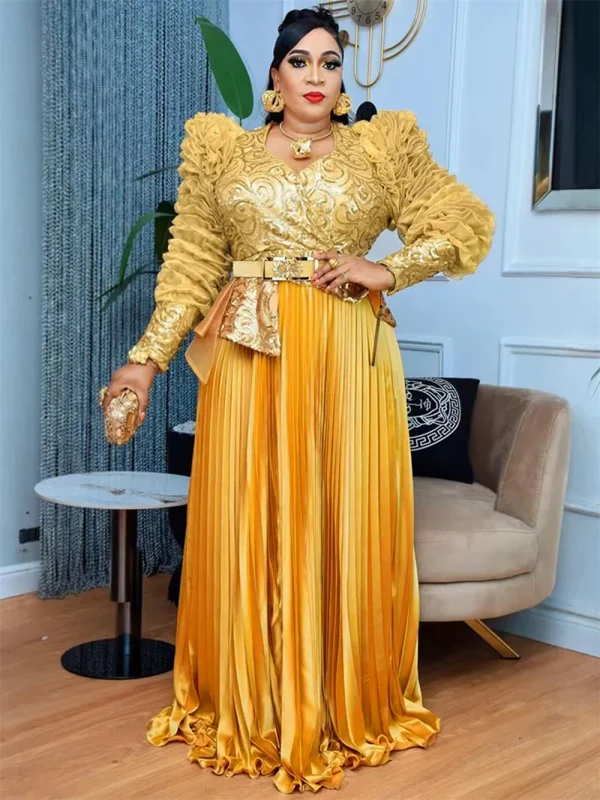 2025 Abiti da festa di lusso Eleganti abiti da sera con paillettes per le donne Africa Abbigliamento Matrimonio Prom Abito lungo aderente Abiti Dashiki 4