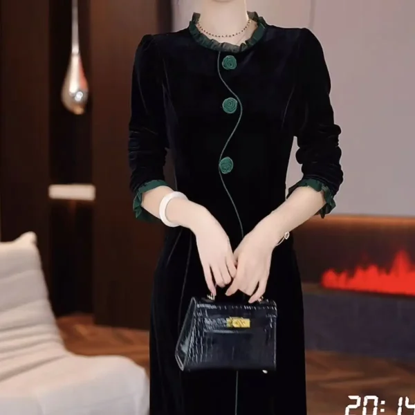 Abito cheongsam madre in stile cinese di fascia alta per l'autunno autunno e inverno Nuovo temperamento Abito slim fit e slim migliorato 4