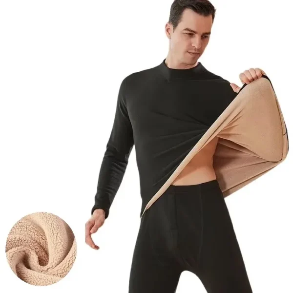 Nuovo inverno biancheria intima termica da uomo collo a lupetto primo strato 2 pezzi sotto le mutandine e le magliette tenere in caldo abbigliamento elastico L-4XL 2