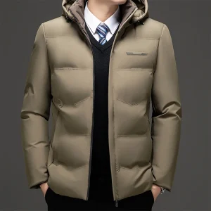 Cappotto Parka impermeabile caldo spesso con cappuccio di alta qualità Cappotto invernale casual allentato con cappuccio da uomo Piumino invernale da uomo d'affari 1
