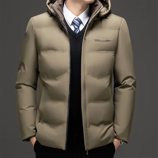 Cappotto Parka impermeabile caldo spesso con cappuccio di alta qualità Cappotto invernale casual allentato con cappuccio da uomo Piumino invernale da uomo d'affari 1