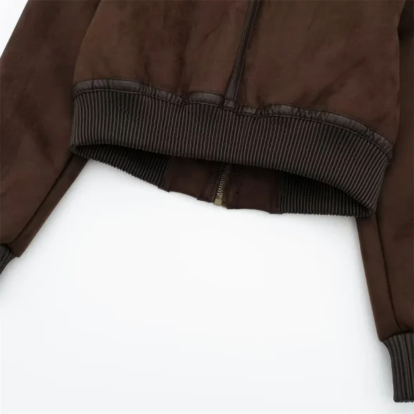 Cappotto da giacca double face allentato con decorazione a cinghia a contrasto con collo in piedi casual da donna autunno e inverno 6