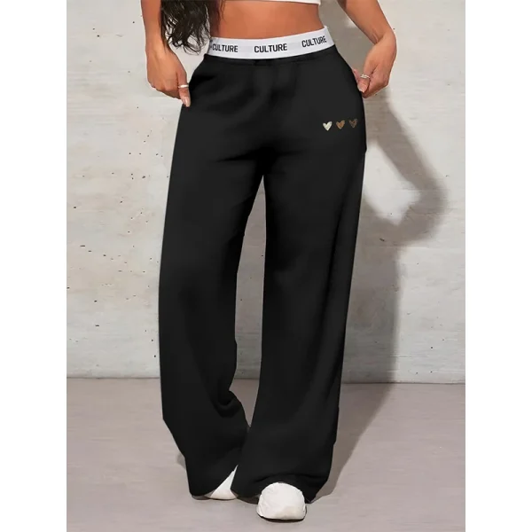 Pantaloni stampati Love da donna Pantaloni larghi da donna semplici casual autunnali e invernali Abbigliamento femminile ampio e confortevole 1