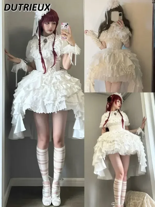Gonna a vita alta Lolita in stile gotico scuro giapponese Primavera e autunno Nuove ragazze dolci e carine Gonne gonfie versatili in tinta unita 4