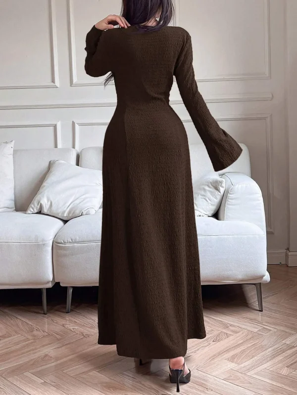 Nuovo abito semplice basic semplice a maniche lunghe da donna elegante autunno e inverno 2