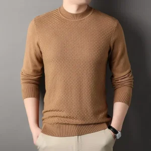 T-shirt a maniche lunghe primavera autunno tinta unita mezzo dolcevita maglione pullover per uomo maglione base abbigliamento da uomo 1
