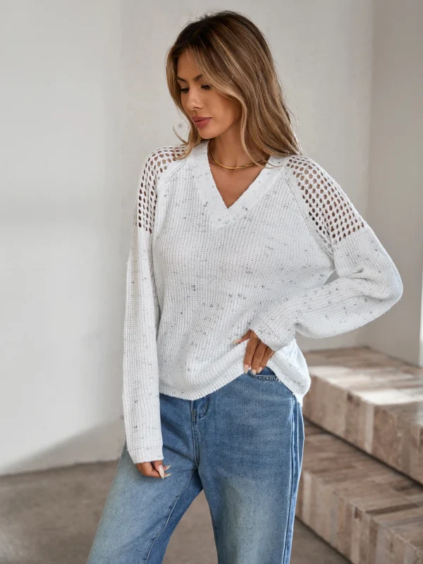 Europa e Stati Uniti autunno e inverno scoppiano maglione lavorato a maglia cava pullover da donna a maniche lunghe 4