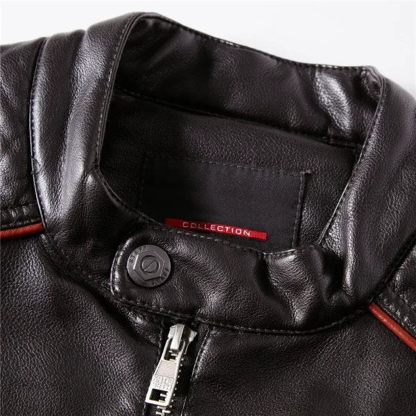 Streetwear Biker Coat Slim Fit autunno inverno cappotto uomo foderato in pelliccia uomo giacca moto moda uomo giacca in pelle caffè 6