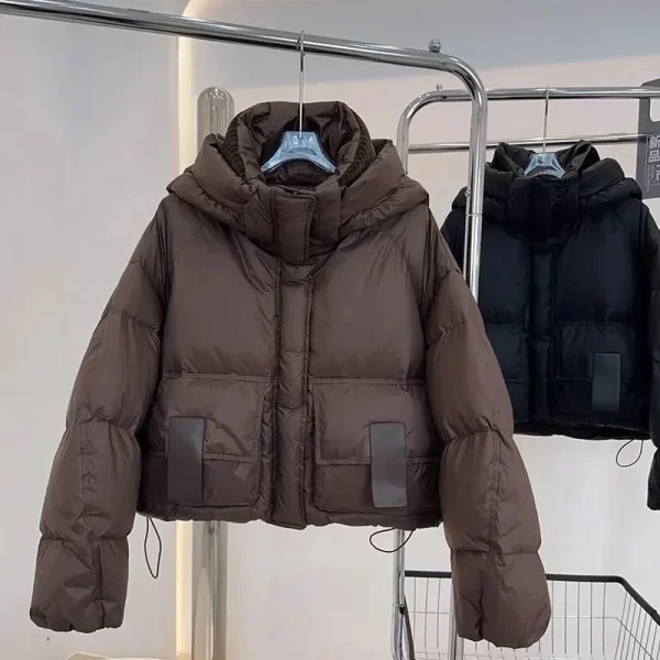 Parka da donna Inverno Avvertimento Giacca da donna allentata casual Piumini Giacca invernale da donna oversize solida Piumino in morbido cotone 3