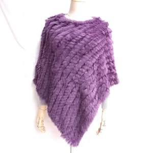 2024 donne di inverno lavorato a maglia vera pelliccia di coniglio poncho casual inverno femminile vera pelliccia mantello scialle vendita calda involucro di pelliccia naturale 1