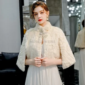 Mantello da sposa da donna in pelliccia sintetica, mantello invernale caldo da sera, mantello da damigella d'onore, giacca bolero da ballo 1