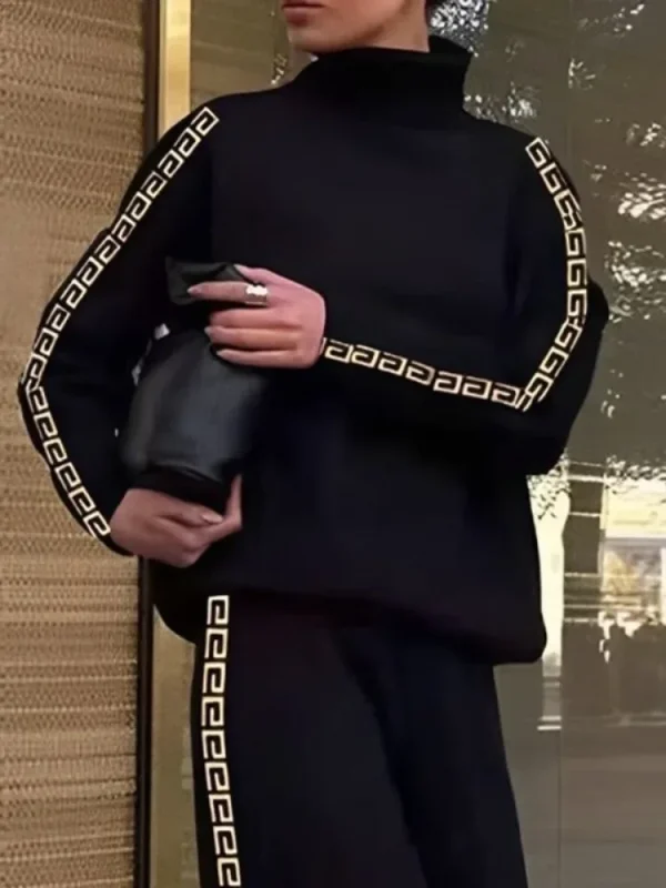 Missuoo 2025 Set di pantaloni casual primaverili per donna Felpa ampia con vestibilità ampia a righe laterali Camicia con colletto alla coreana Top e pantaloni a vita alta 2