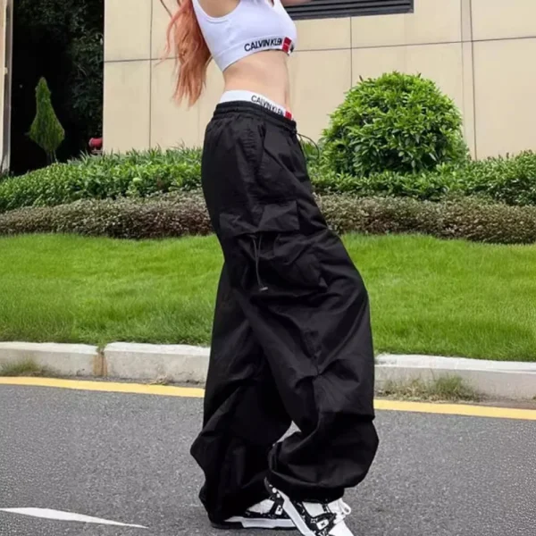 Pantaloni cargo a gamba dritta larghi stile americano vintage Tasca di sensibilità per uomo e donna Pantaloni estivi Y2K Gamba larga Casu 2