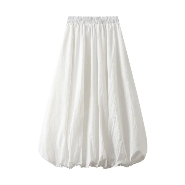 Gonne A sbuffo Lamuusaa donna estate 2024 tinta unita vita alta una linea gonna lunga con gemme A bolle eleganti gonne da donna Streetwear 2