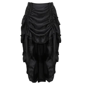 Steampunk Gonne da donna Gotico irregolare arricciatura pieghettata partito maxi gonna lunga costumi alti e bassi punk corsetto sexy taglie forti rosso 1