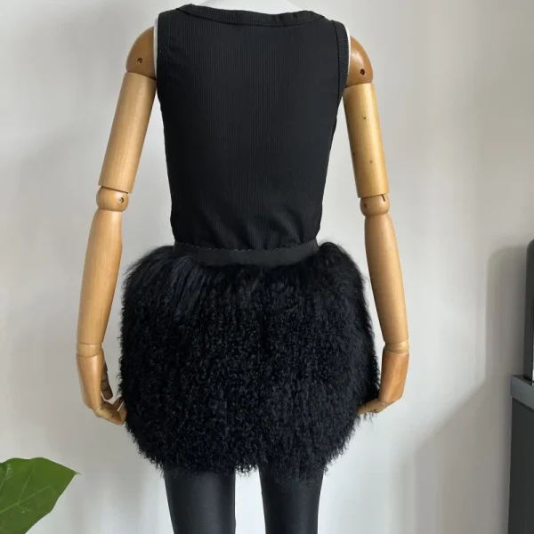 BEIZIRU Mini gonna a tubino in vera pelliccia mongola Gonne in pelliccia alla moda da donna calde ed eleganti 3