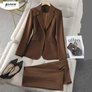 NAVIU Primavera Autunno Set da donna 2024 Nuova versione coreana Slim Professionale Casual Sui Elegante Office Ladies Tow Piece Abbigliamento da lavoro 1