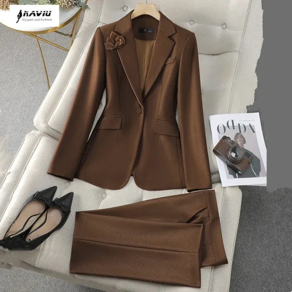 NAVIU Primavera Autunno Set da donna 2024 Nuova versione coreana Slim Professionale Casual Sui Elegante Office Ladies Tow Piece Abbigliamento da lavoro 1