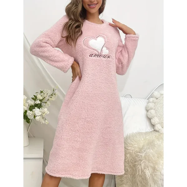 Camicia da notte da donna in velluto di flanella autunno inverno addensare camicia da notte calda cuore indumenti da notte comodi abiti causali femminili per la casa 5