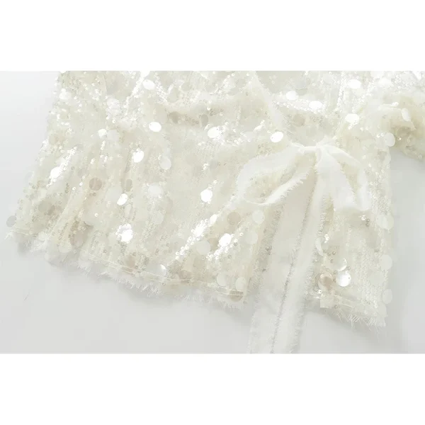 YENKYE Nuove Donne di Autunno Con Paillettes Kimono Giacca Cappotto Manica Lunga Con Scollo A V Femminile Casual Allentato Della Tuta Sportiva Chic Lady Wrap Abiti 5