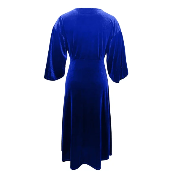 Abito lungo in velluto dorato di lusso per donna Elegante vita elegante manica a pipistrello Abito a maniche lunghe Abiti da sera autunnali Abiti 3
