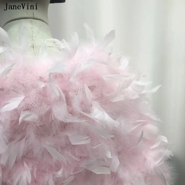 JaneVini Moda Rosa Piume di struzzo Mantello da sposa Bolero Inverno Coprispalle da sposa Scialle in pelliccia sintetica Avvolgere Donna Prom Party Giacca Mantello 3