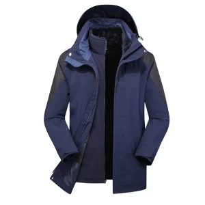 Giacca sportiva da uomo 3 in 1 per il tempo libero Autunno Inverno Peluche caldo rivestimento interno Cappotto Alpinismo all'aperto Sci Capispalla moda 1