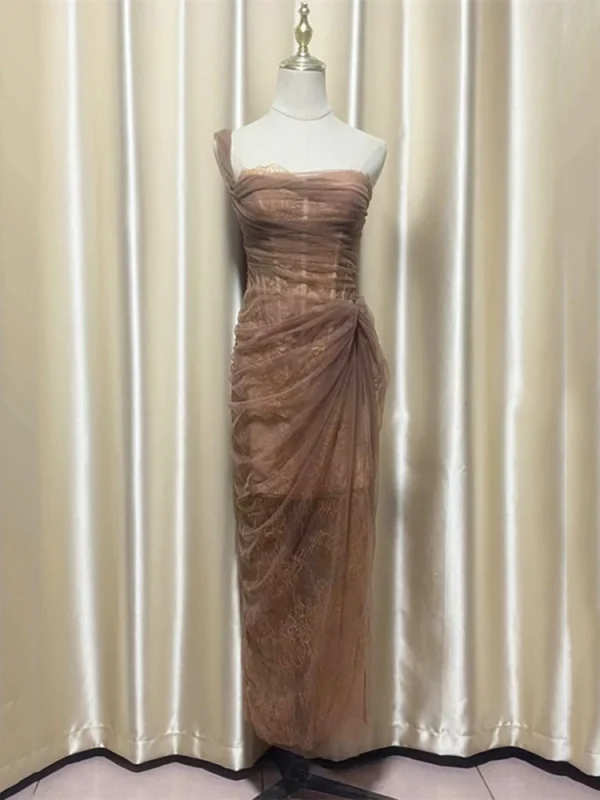 Elegante abito avvolgente in rete sul petto Abito primaverile da donna senza maniche con cinturino senza schienale Abito estivo a canotta lunga senza spalline a vita alta 6