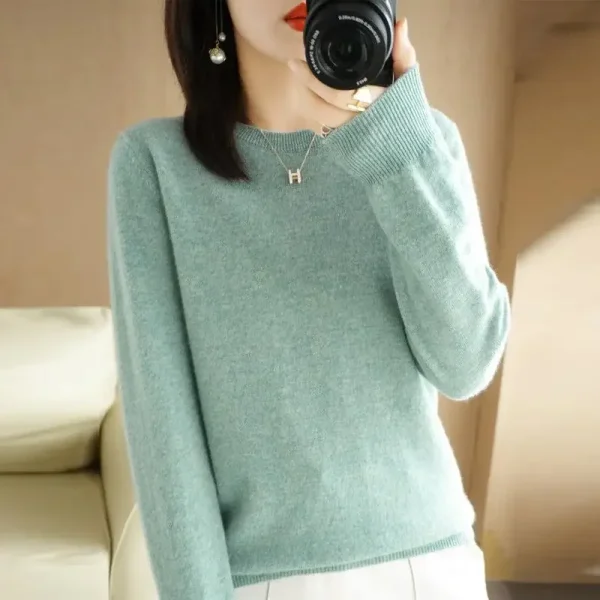 2025 Maglione da donna Primavera Autunno Manica lunga O-Collo Pullover Camicie con fondo caldo Maglione moda coreana Maglieria Maglioni morbidi 2