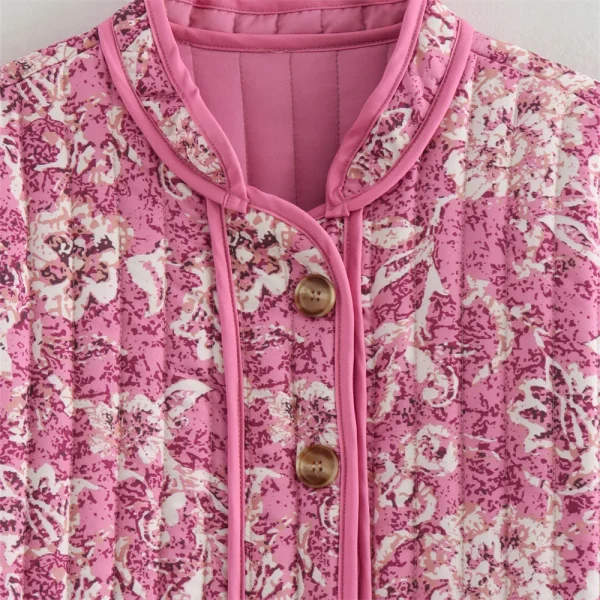 Giacca da donna in cotone stampato allentato e dimagrante a maniche lunghe alla moda e versatile in stile europeo e americano 2024 6
