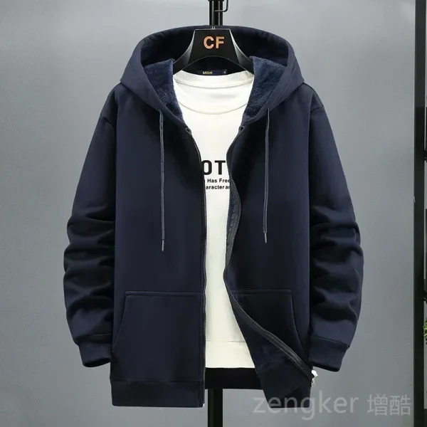 Cardigan con cappuccio in pile di grandi dimensioni da uomo autunno inverno giacca moda trendy plus size felpa con cappuccio 12XL 10XL abbigliamento uomo di grandi dimensioni 3