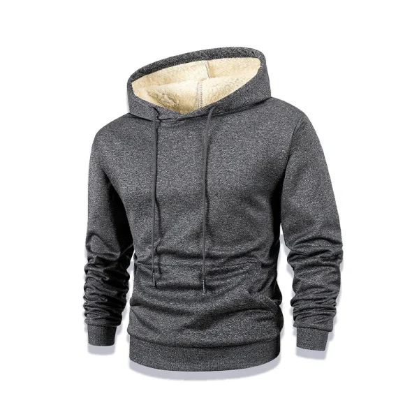 Uomo Nuovo Inverno Caldo Foderato In Pile Con Cappuccio Spessore Girocollo Solido Pullover di Base Felpa Termica Comf Streatwear Top Abbigliamento 2