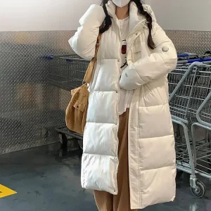 Vielleicht nuovo dritto solido lungo cappotto invernale donna parka vestiti Casual con cappuccio elegante piumino invernale capispalla femminile 1
