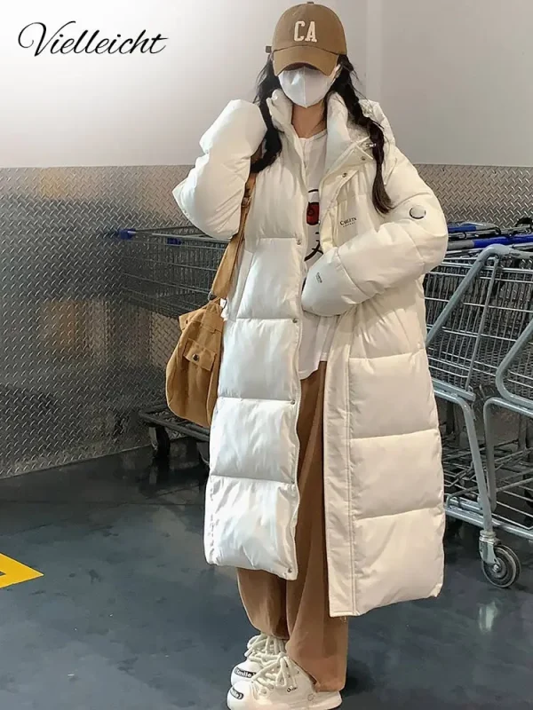 Vielleicht nuovo dritto solido lungo cappotto invernale donna parka vestiti Casual con cappuccio elegante piumino invernale capispalla femminile 1