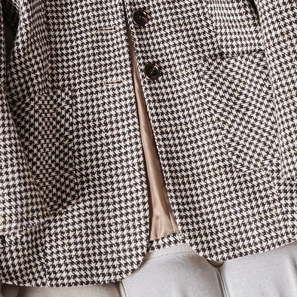Blazer scozzese da caffè donna Tempeament Wool manica lunga New Fashion Slim Jacket Office Ladies Work Coat top grigi 6