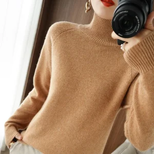 Casual autunno inverno donna maglioni dolcevita manica lunga pullover caldi spessi moda maglieria coreana maglioni di base 2025 1