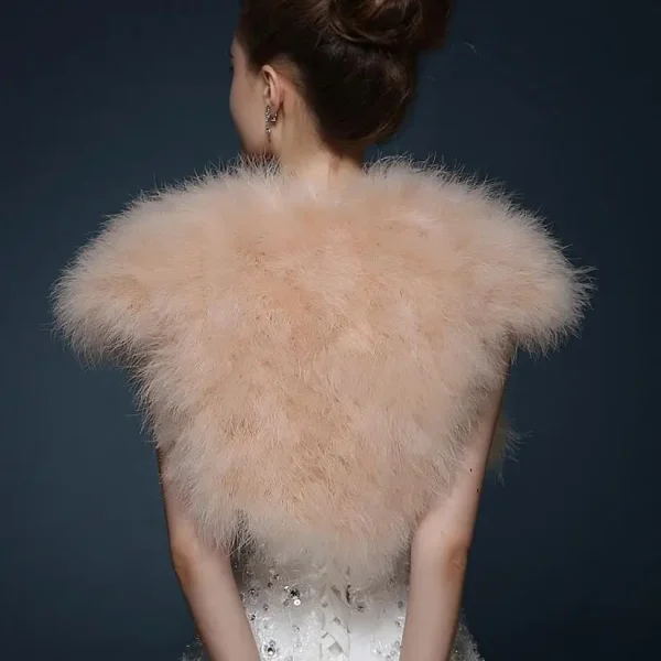 Piume di struzzo Bolero Shrugh gilet Vintage marabù piuma coprispalle stola accessori da sposa abito da sposa mantella da sera S69 6