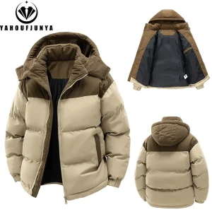 Autunno Inverno Uomo Outdoor Giacca frangivento con cappuccio rimovibile Cappotti Uomo Capispalla caldo Moda casual Parka solido Giacca Top maschili 1