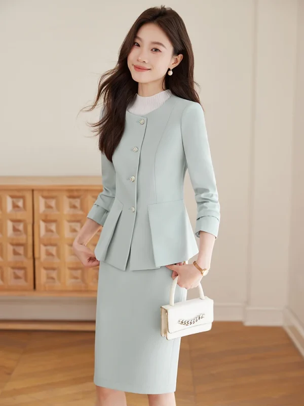 Abbigliamento femminile professionale alla moda, gonna + blazer in due pezzi di alta qualità. Sottile e confortevole, squisito ed elegante 3