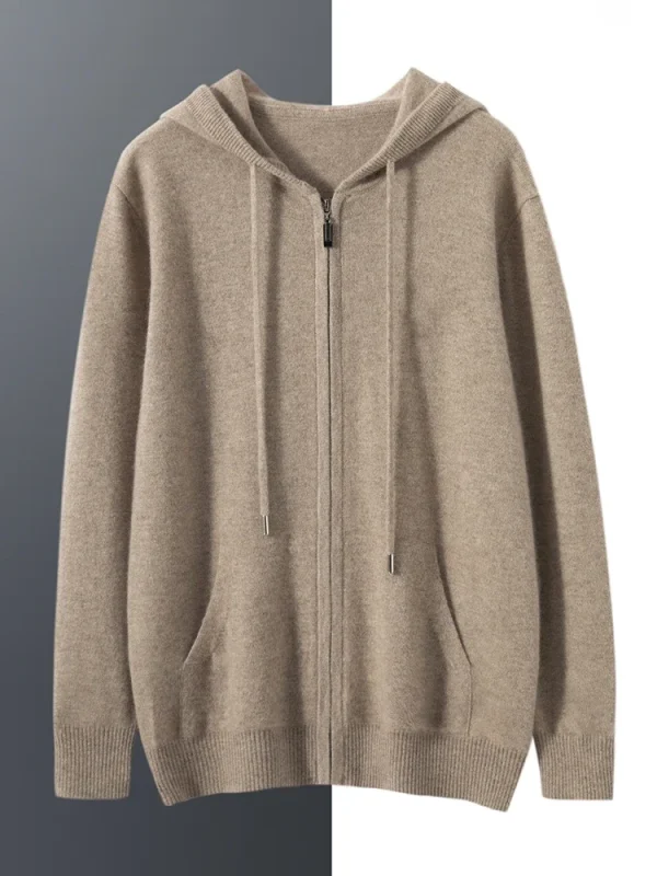 Felpa con cappuccio da uomo in puro cashmere al 100% in due pezzi, tuta sportiva per il tempo libero, moda business di fascia alta per l'autunno e l'inverno 4