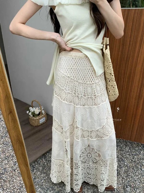 Gonna lunga bohémien con altalena Gonna Boho chic ricamata da donna 2025 Abiti per le vacanze estive 3