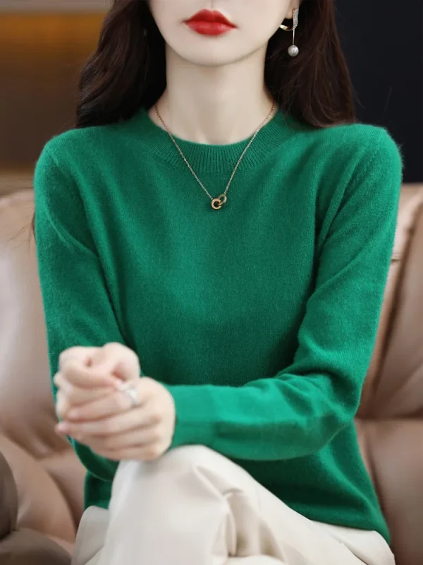 Moda 100% lana merino maglione da donna o-collo manica lunga pullover primavera autunno inverno maglione di base abbigliamento maglieria top 6