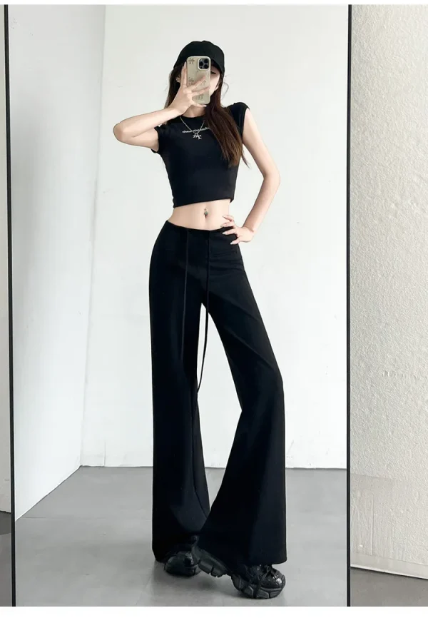 Pantaloni sportivi a gamba dritta casual larghi da ragazza piccante in stile americano da donna con design con tasca frontale e pantaloni a gamba larga pendenti 4