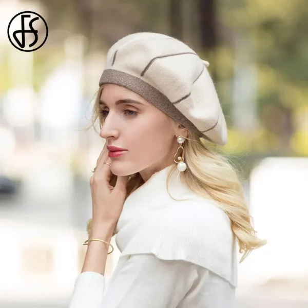 FS donne berretti da coniglio per l'autunno inverno cappello da artista francese bianco eleganti ragazze cappelli da pittore berretto Femme berretto caldo femminile 2023 2