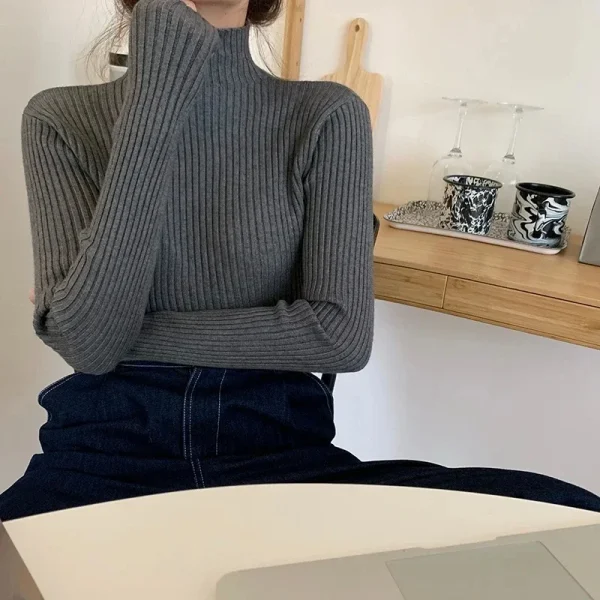 2025 Maglioni lavorati a maglia Top Chic Autunno Inverno Maglione Pullover Donna Manica lunga Dolcevita casual Maglione basic caldo 2