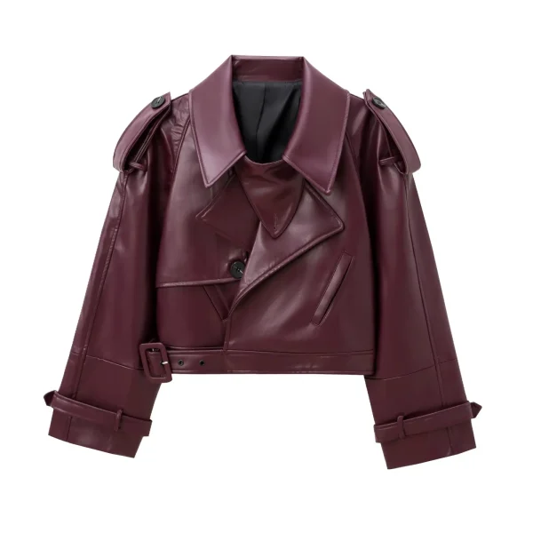 MUJER Giubbotti bomber in ecopelle da donna Giacca corta moda Donna Streetwear Capispalla Giacca a maniche lunghe Cappotti da donna 3