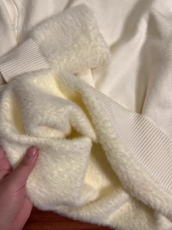 2025 Maglione intero in velluto di visone a collo alto in velluto ispessito da donna interno caldo con camicia con fondo lavorato a maglia 4