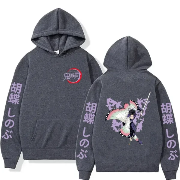 Women Clothing Kamado Nezuko Kochou Shinobu Hoodie Autumn Winter Casual Fashion Harajuku Long Sleeve Fleece Pullover Sweatshirts 3