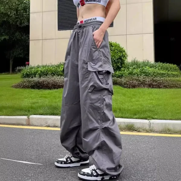 Pantaloni cargo a gamba dritta larghi stile americano vintage Tasca di sensibilità per uomo e donna Pantaloni estivi Y2K Gamba larga Casu 4