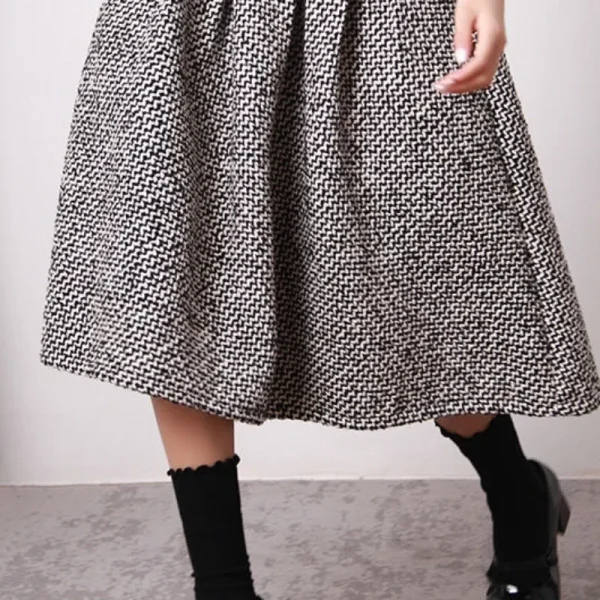 Matakawa Lana Faldas Mujer Plaid Vintage di Spessore Autunno Inverno Coreano Moda Donna Gonne A Vita Alta A-line Retro Gonna Lunga 6